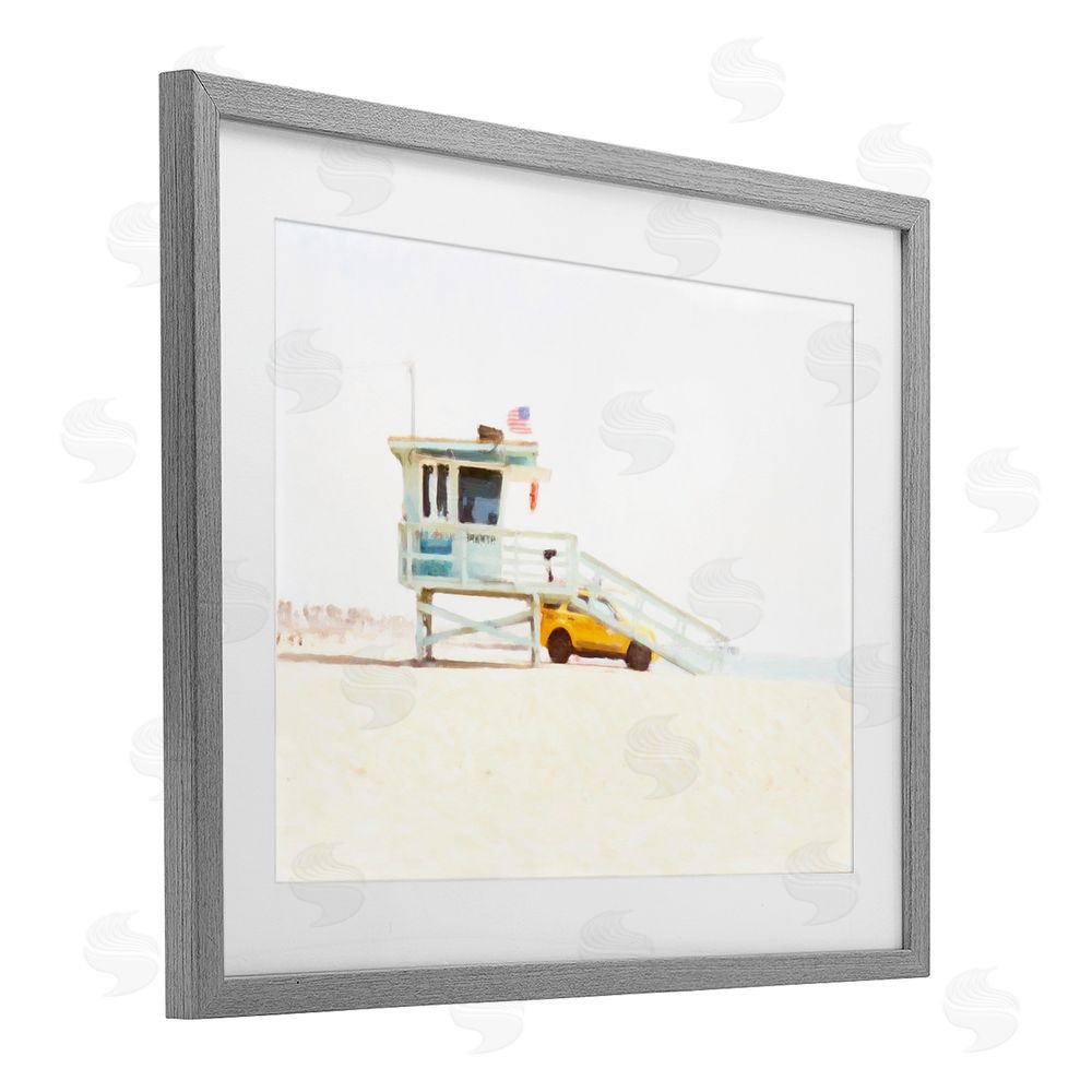 Kim Curinga Soft Light Lifeguard Station Gray Framed Print Under Glass Wall Art