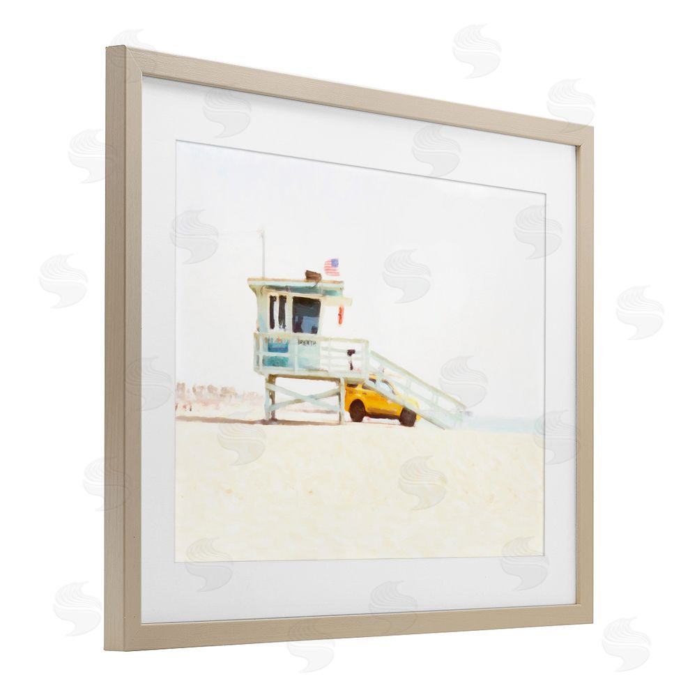Kim Curinga Soft Light Lifeguard Station Brown Framed Print Under Glass Wall Art