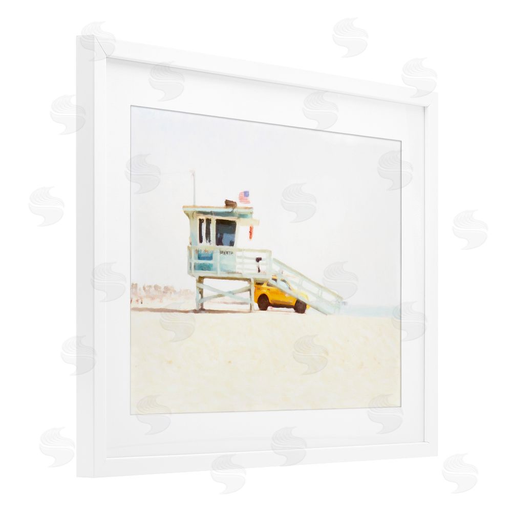 Kim Curinga Soft Light Lifeguard Station White Framed Print Under Glass Wall Art