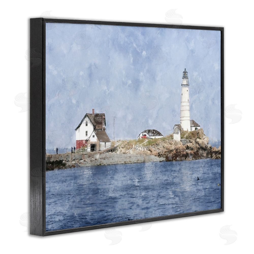 Kim Curinga Picturesque Lighthouse Island Black Framed Giclee Wall Art Print