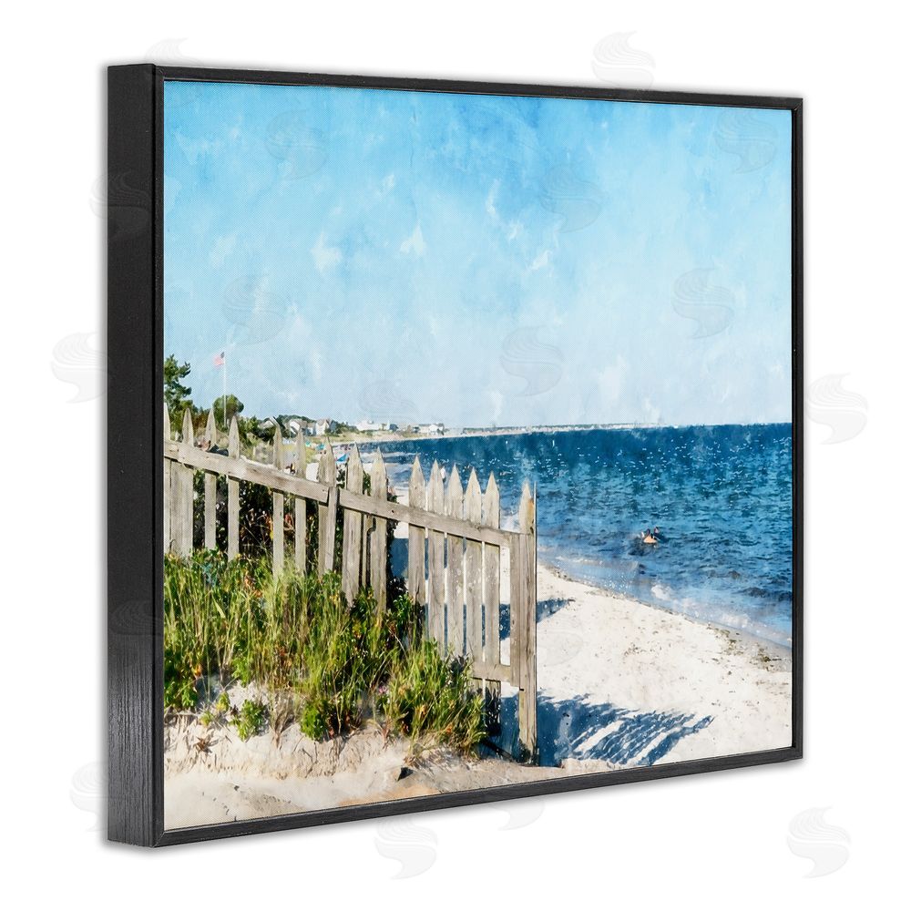 Kim Curinga Beach Pickets View Black Framed Giclee Wall Art Print