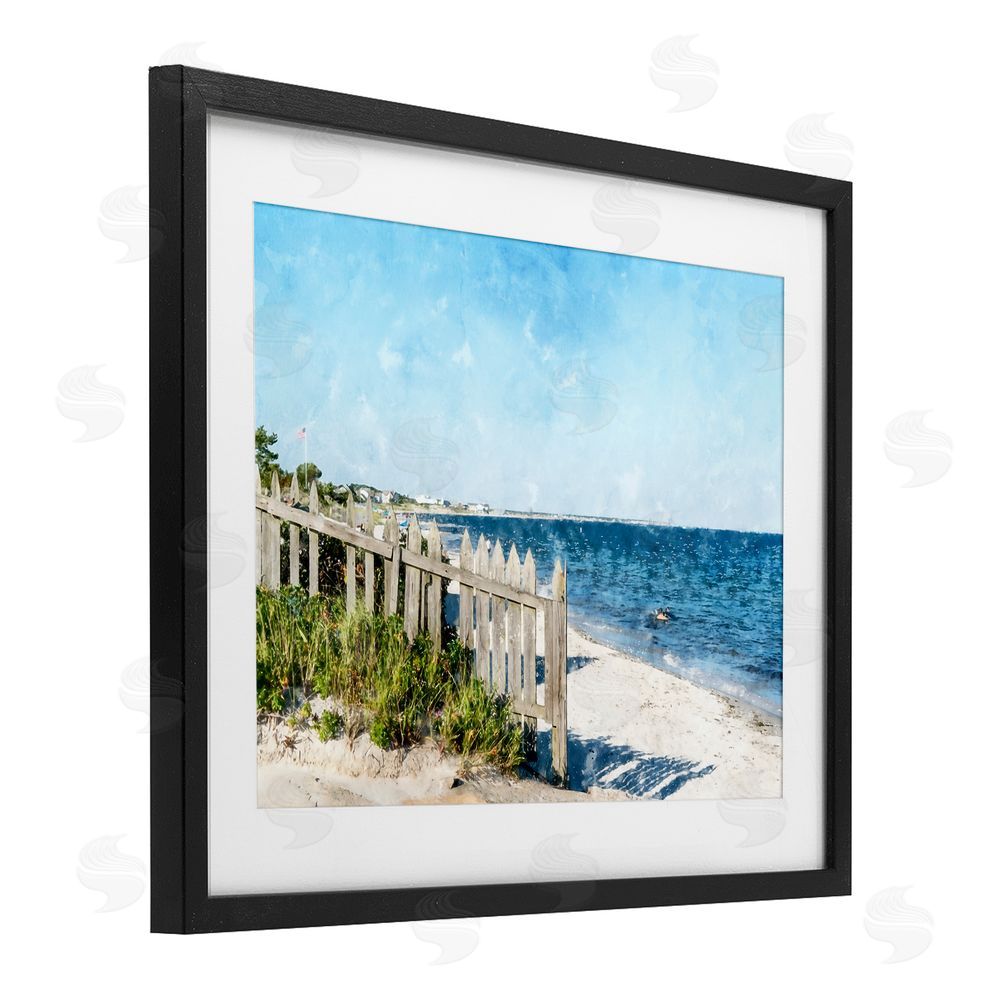 Kim Curinga Beach Pickets View Black Framed Print Under Glass Wall Art