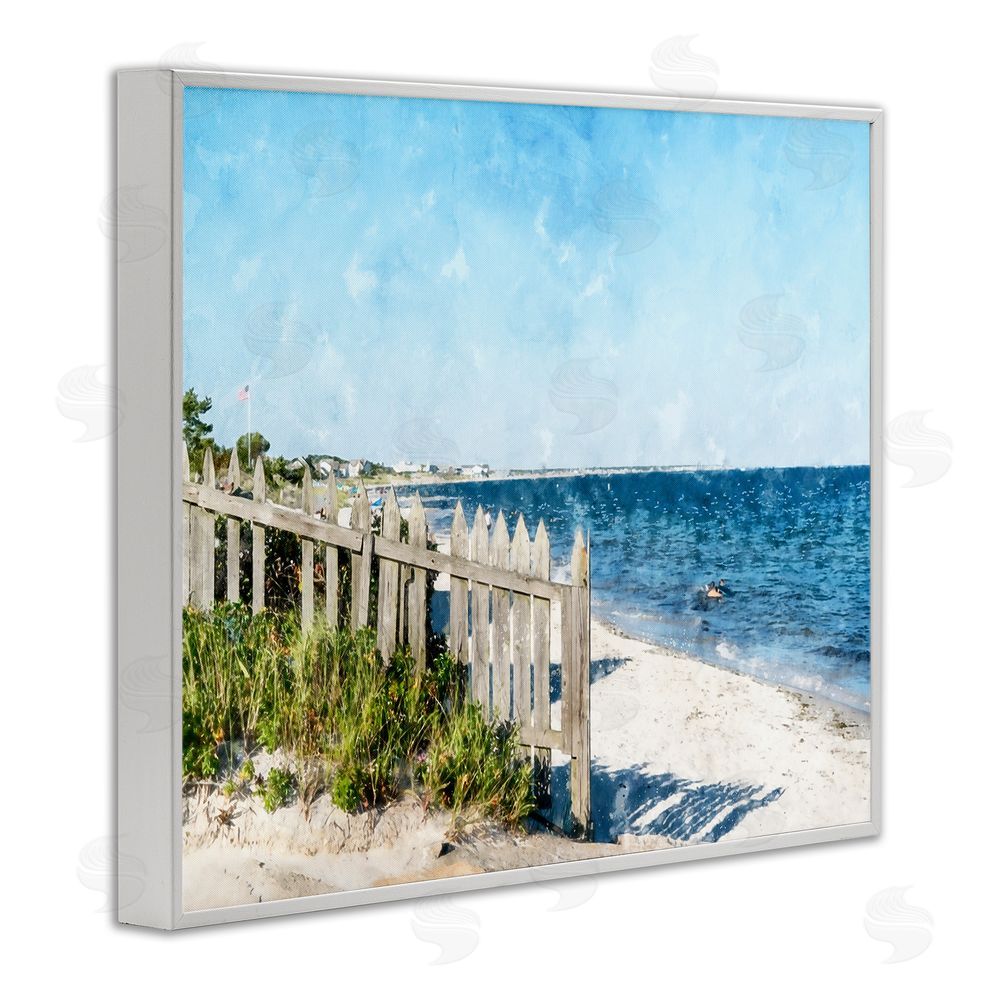 Kim Curinga Beach Pickets View White Framed Giclee Wall Art Print