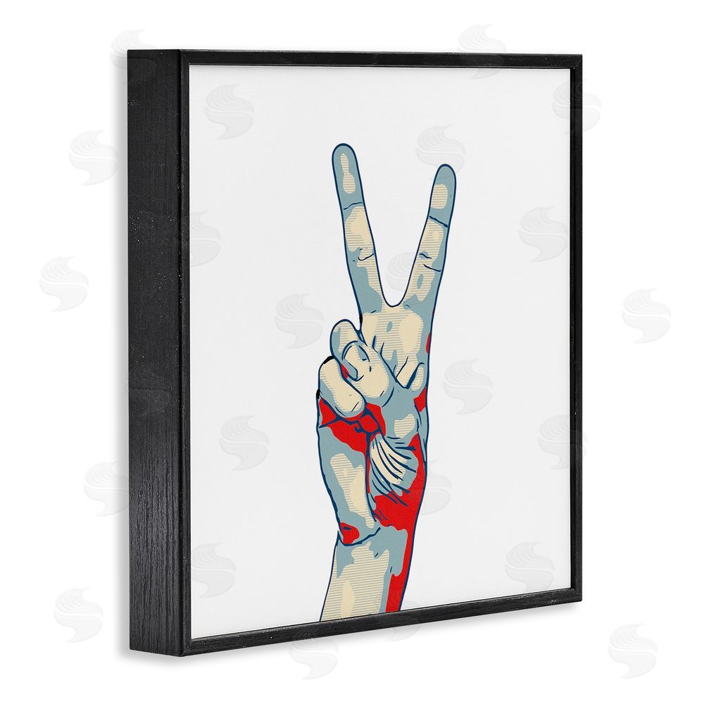 Kim Curinga Pop Style Peace Gesture Black Framed Giclee Wall Art Print