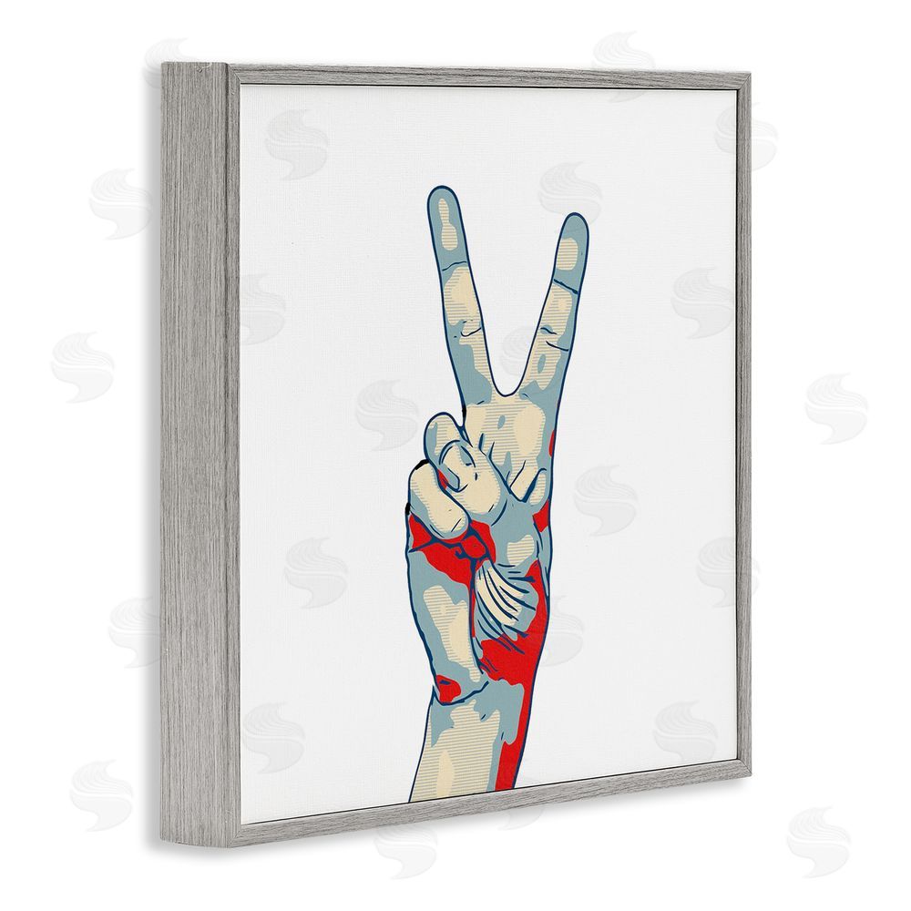 Kim Curinga Pop Style Peace Gesture Gray Framed Giclee Wall Art Print