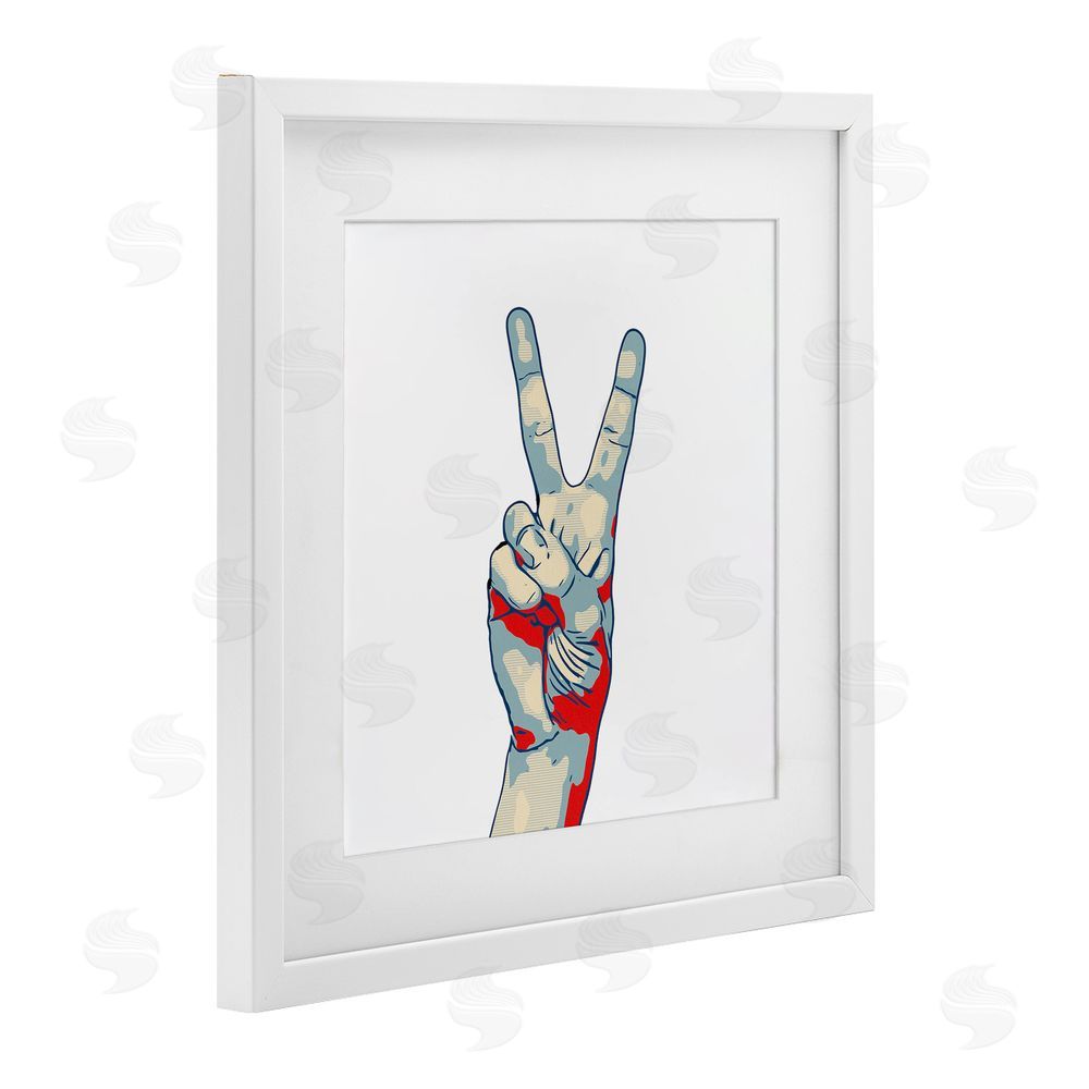 Kim Curinga Pop Style Peace Gesture White Framed Print Under Glass Wall Art