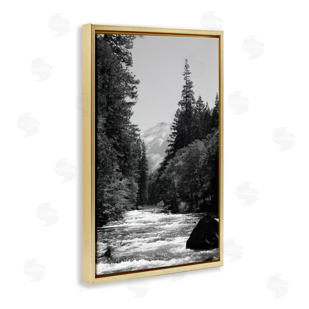 Kim Curinga Merced River Flow Gold Floating Frame Canvas Wall Art Print