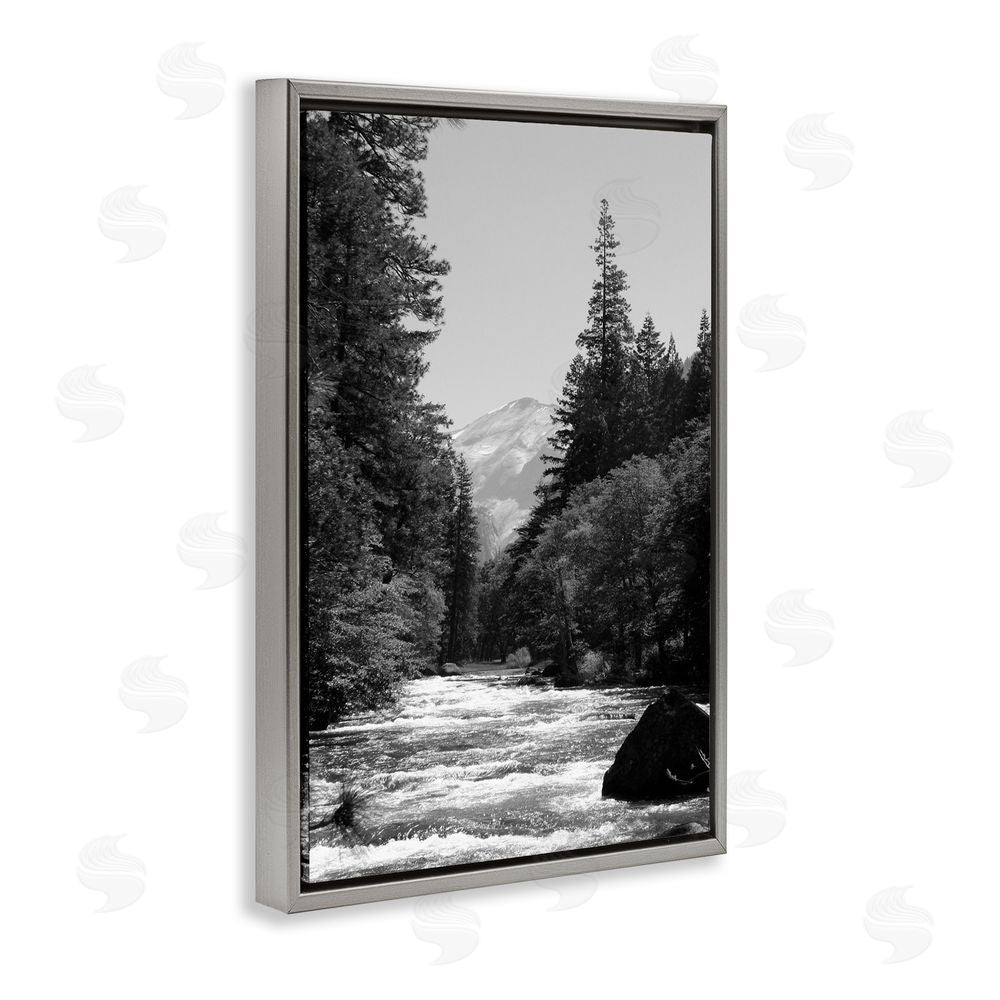 Kim Curinga Merced River Flow Gray Floating Frame Canvas Wall Art Print