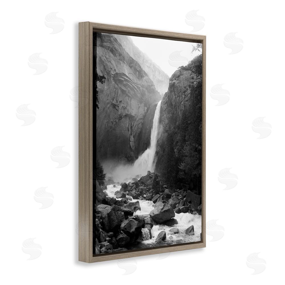 Kim Curinga Rocky Yosemite Falls Brown Floating Frame Canvas Wall Art Print