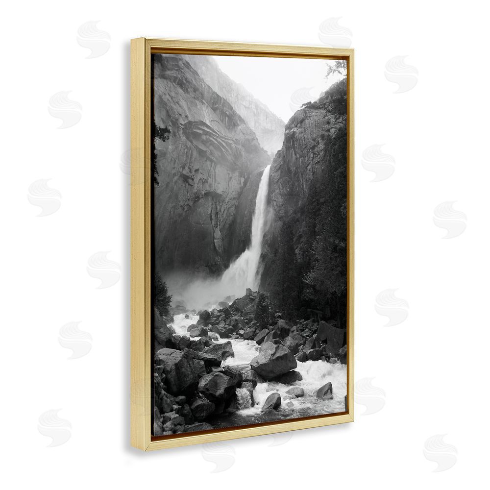 Kim Curinga Rocky Yosemite Falls Gold Floating Frame Canvas Wall Art Print