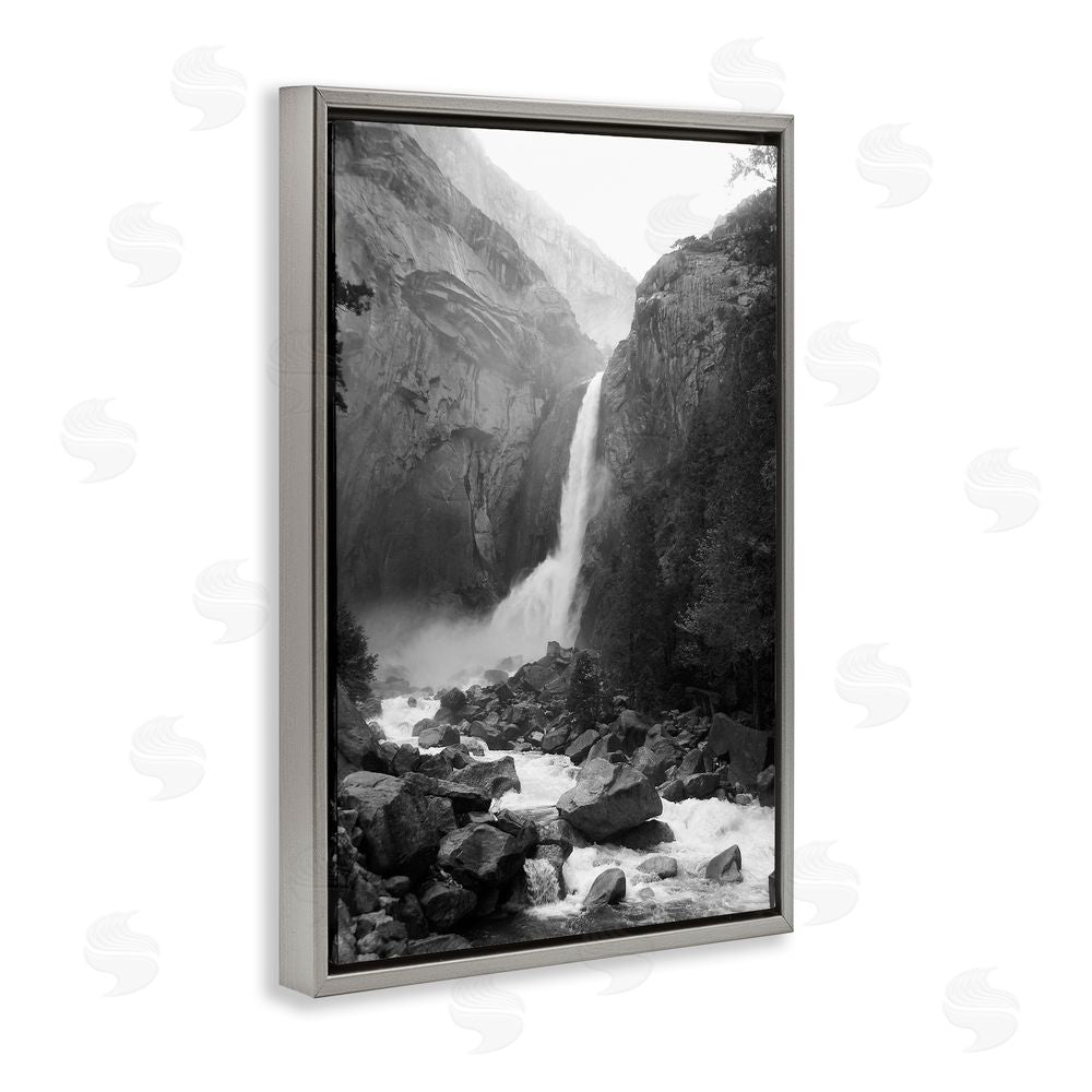 Kim Curinga Rocky Yosemite Falls Gray Floating Frame Canvas Wall Art Print