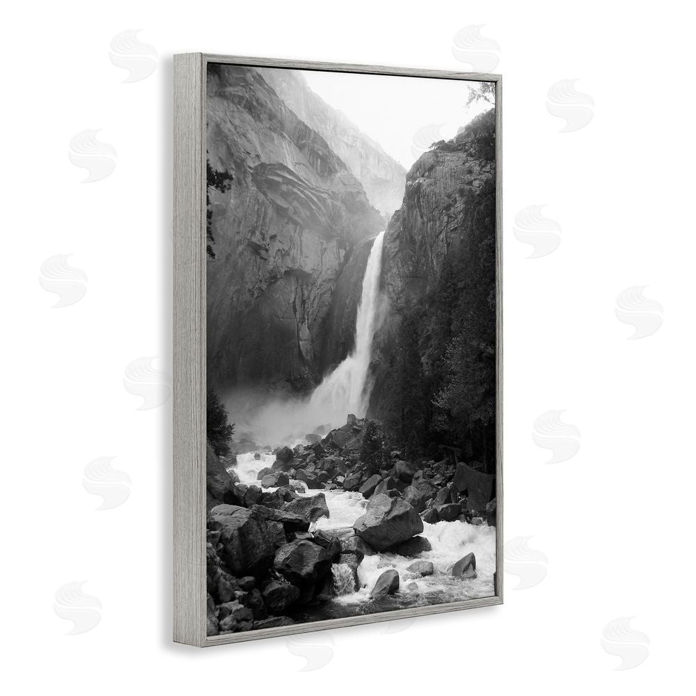 Kim Curinga Rocky Yosemite Falls Gray Framed Giclee Wall Art Print