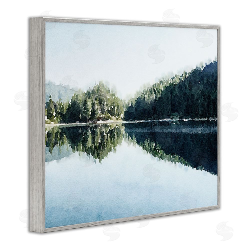 Kim Curinga Blue Lake Reflections Gray Framed Giclee Wall Art Print