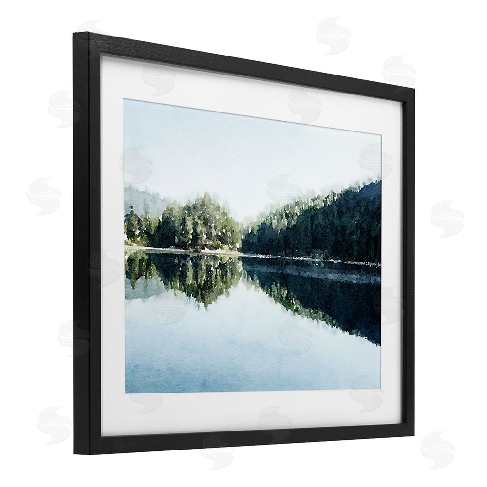 Kim Curinga Blue Lake Reflections Black Framed Print Under Glass Wall Art