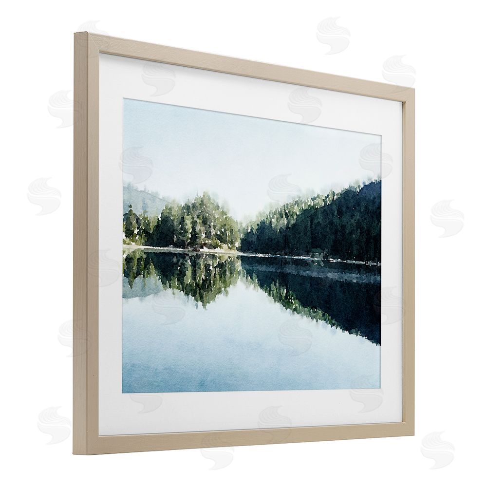 Kim Curinga Blue Lake Reflections Brown Framed Print Under Glass Wall Art