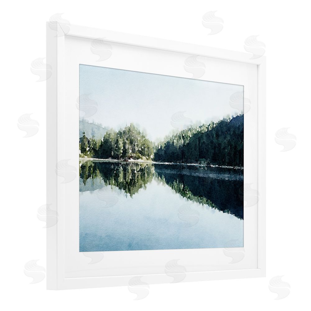 Kim Curinga Blue Lake Reflections White Framed Print Under Glass Wall Art