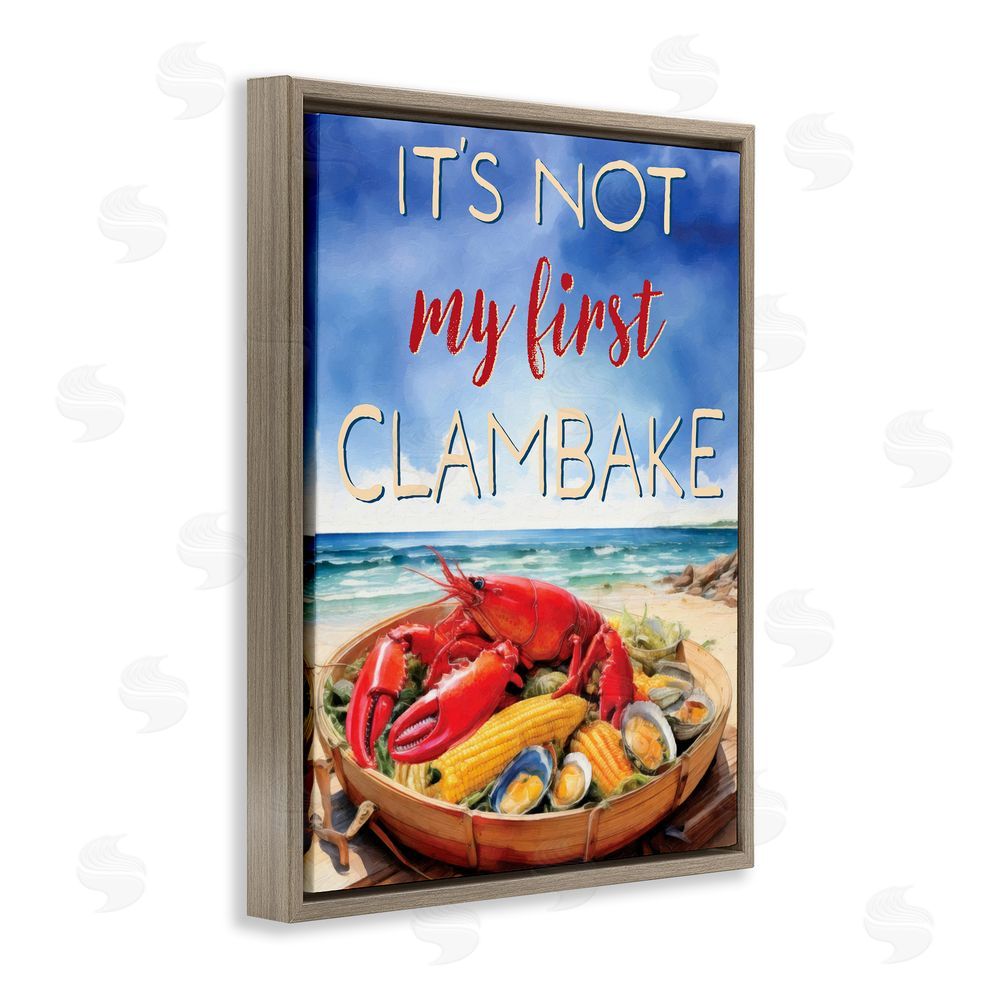 Grotto Studios Not My First Clambake Brown Floating Frame Canvas Wall Art Print