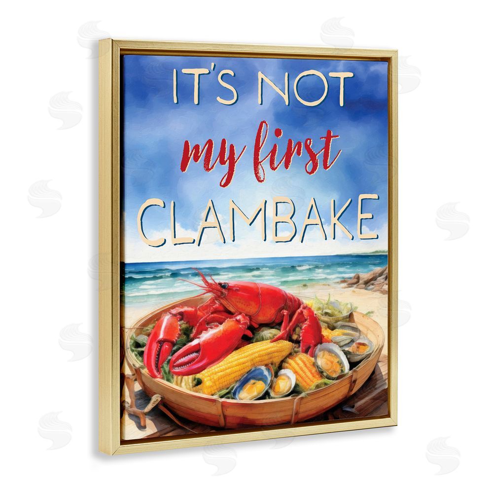 Grotto Studios Not My First Clambake Gold Floating Frame Canvas Wall Art Print