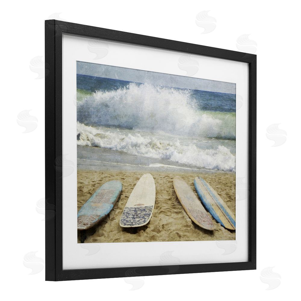 Grotto Studios Surfboards At The Ready Black Framed Print Under Glass Wall Art