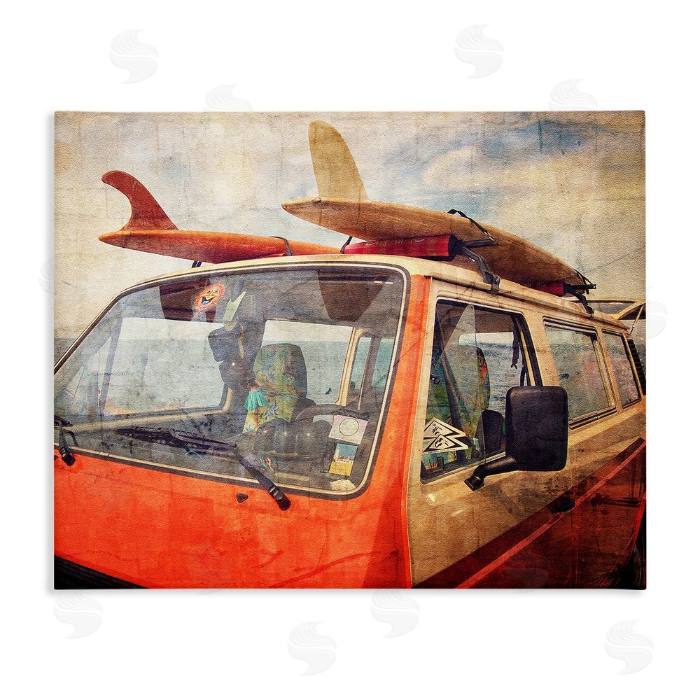 Grotto Studios Surf Bus Vintage Distressed Stretched Canvas Wall Art