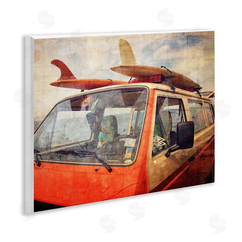 Grotto Studios Surf Bus Vintage Distressed Wall Plaque Art Print