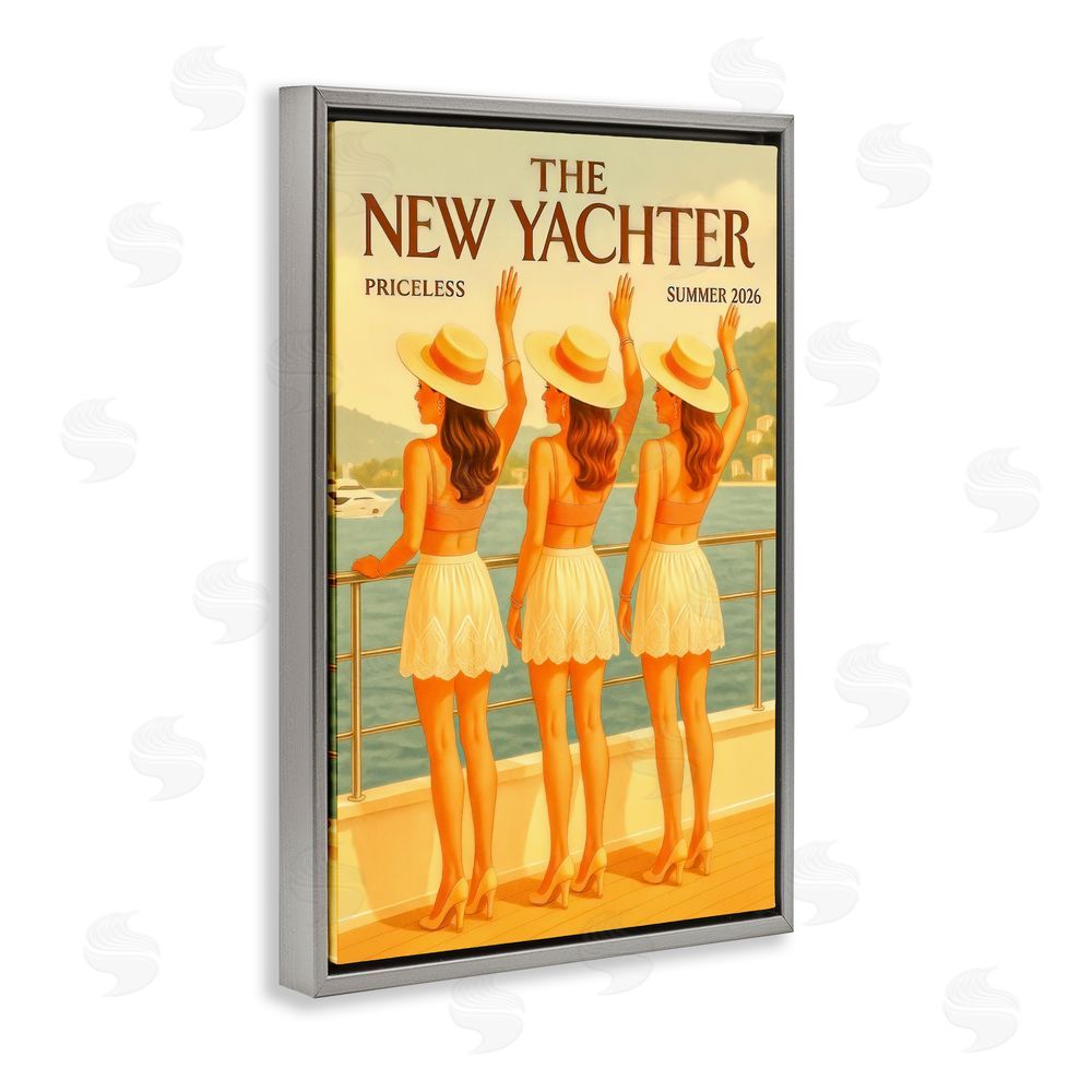 Grotto Studios Magazine Parody Fashion Trio Gray Floating Frame Canvas Wall Art Print