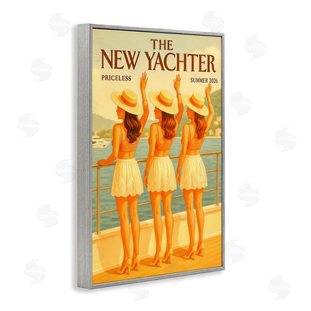 Grotto Studios Magazine Parody Fashion Trio Gray Framed Giclee Wall Art Print