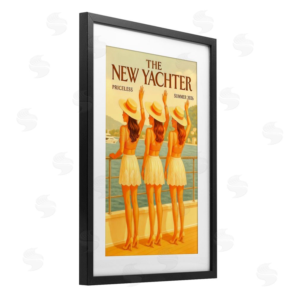 Grotto Studios Magazine Parody Fashion Trio Black Framed Print Under Glass Wall Art