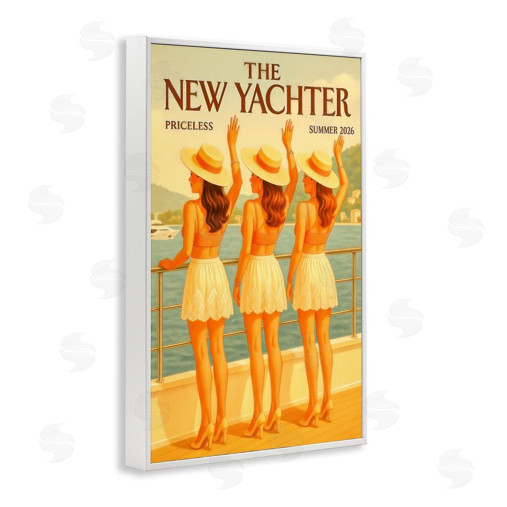 Grotto Studios Magazine Parody Fashion Trio White Framed Giclee Wall Art Print