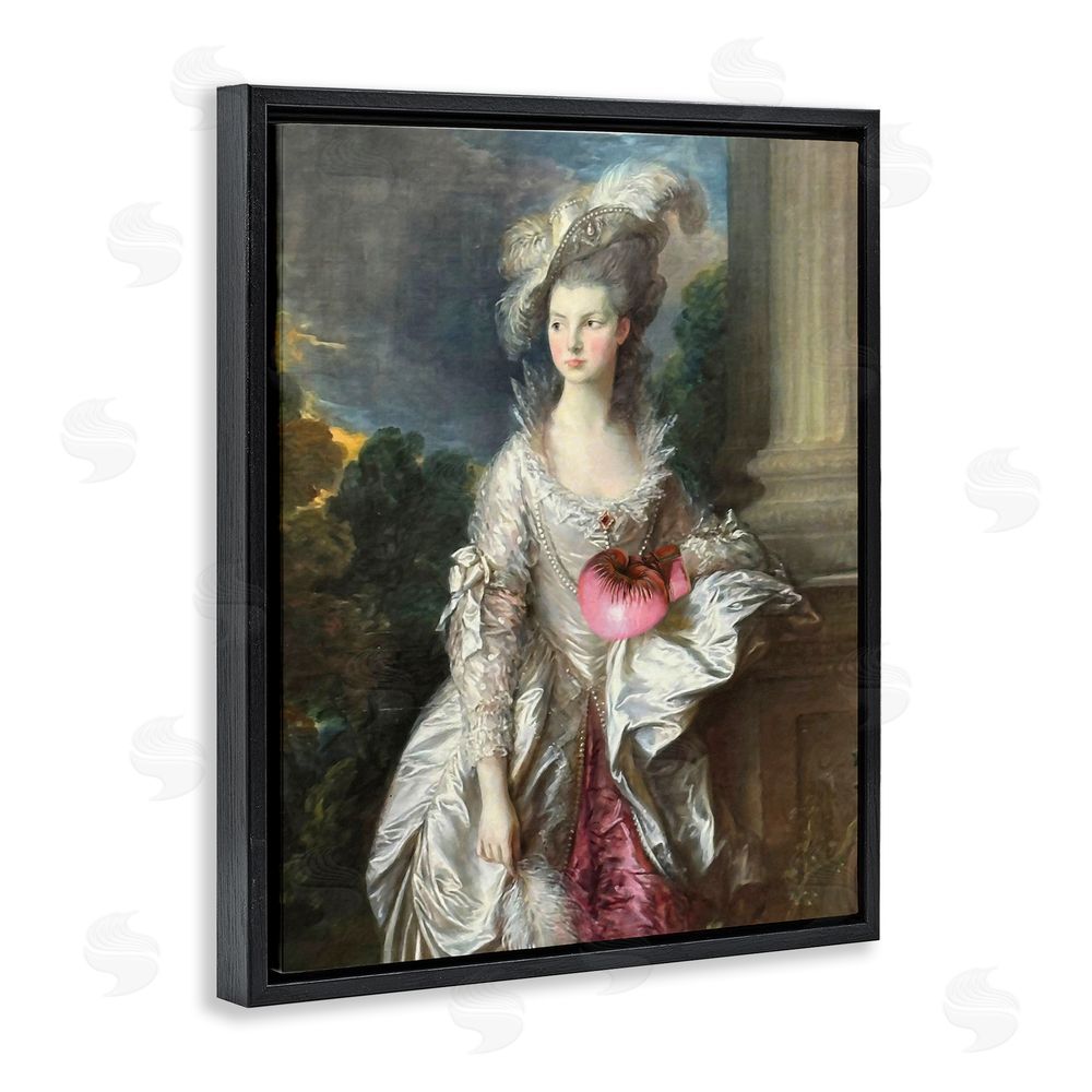 Grotto Studios Historical Lady with Boxing Glove Black Floating Frame Canvas Wall Art Print