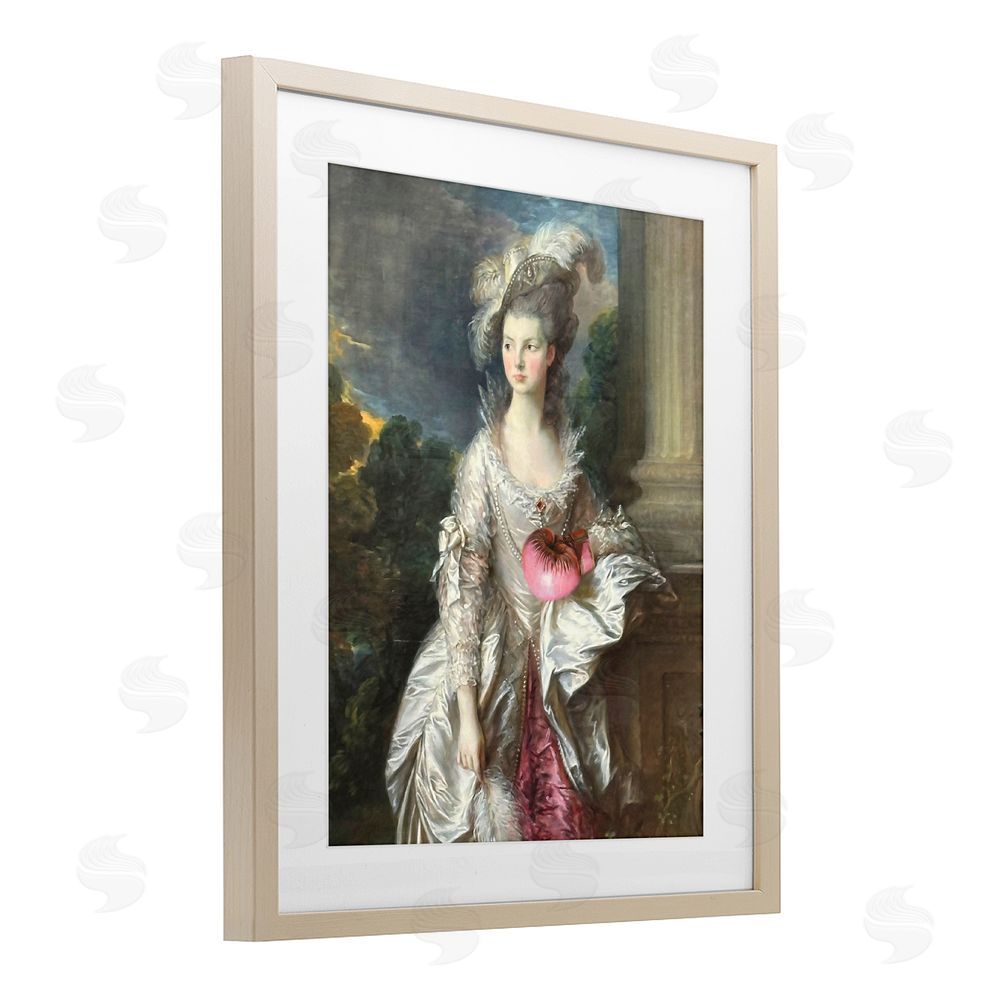 Grotto Studios Historical Lady with Boxing Glove Birch Framed Print Under Glass Wall Art