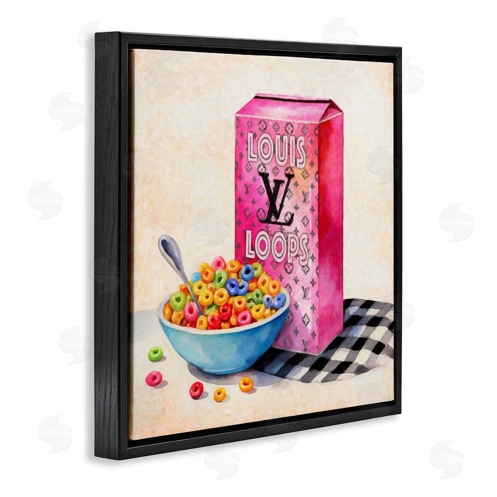 Grotto Studios Fashion Loops Cereal Black Floating Frame Canvas Wall Art Print