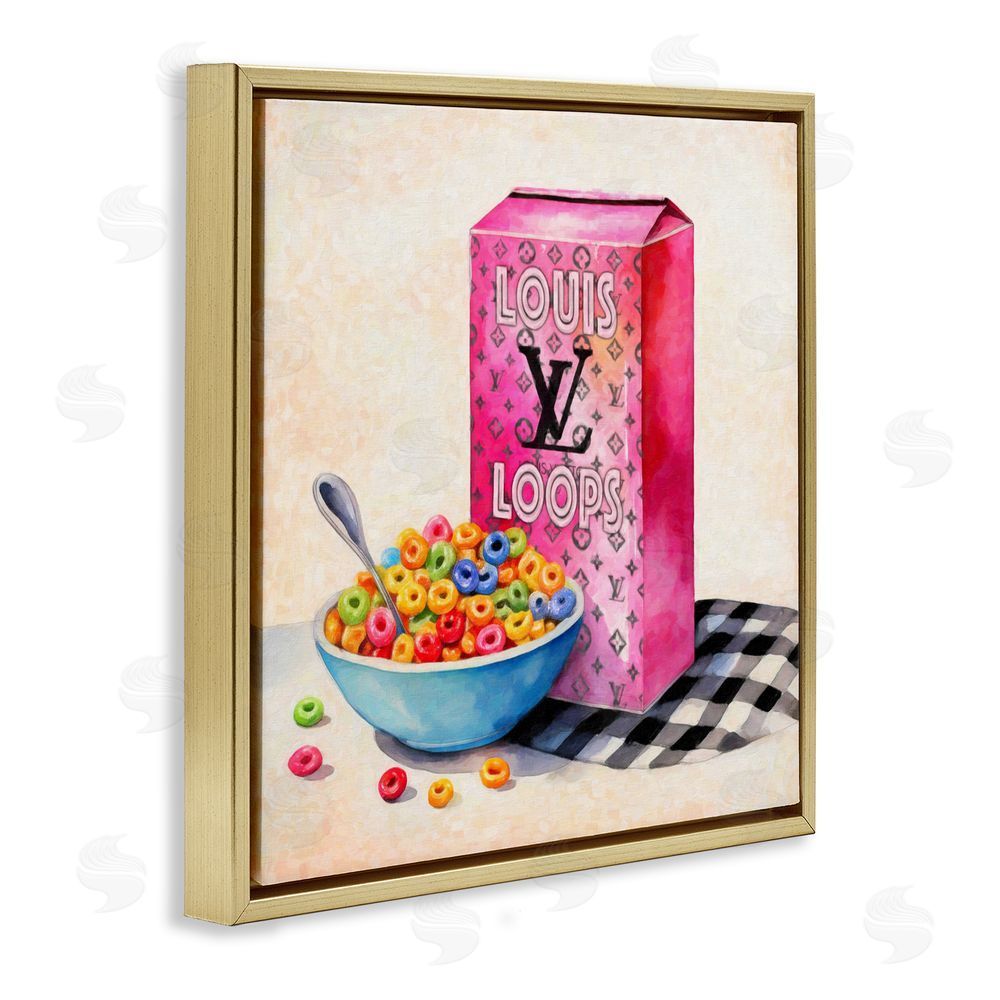 Grotto Studios Fashion Loops Cereal Gold Floating Frame Canvas Wall Art Print