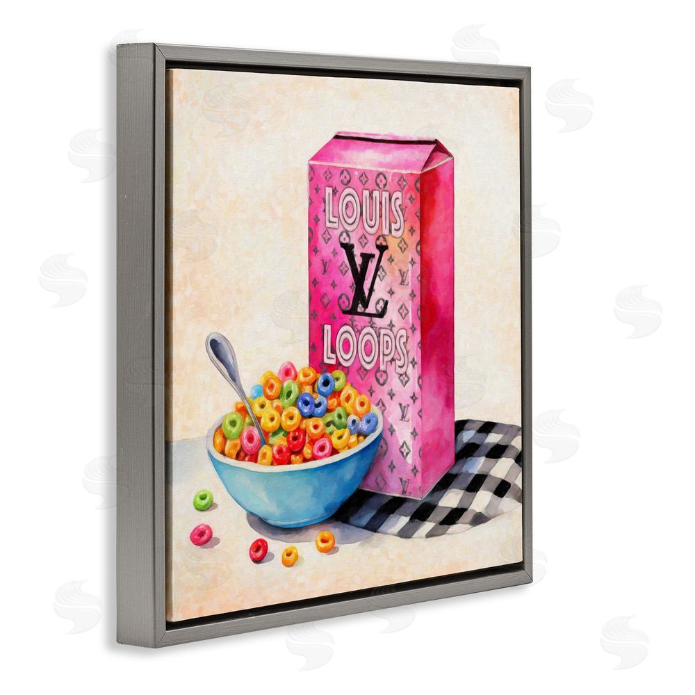 Grotto Studios Fashion Loops Cereal Gray Floating Frame Canvas Wall Art Print