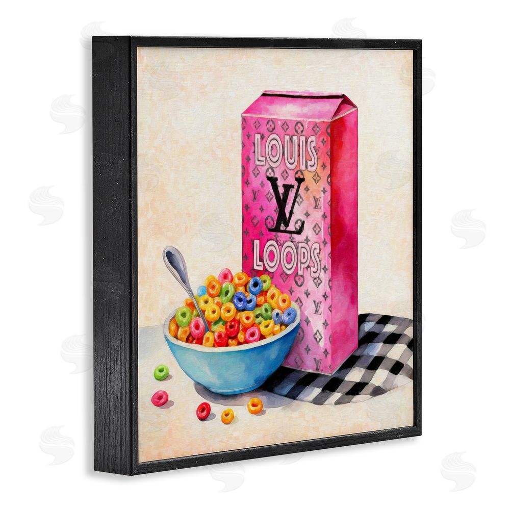 Grotto Studios Fashion Loops Cereal Black Framed Giclee Wall Art Print
