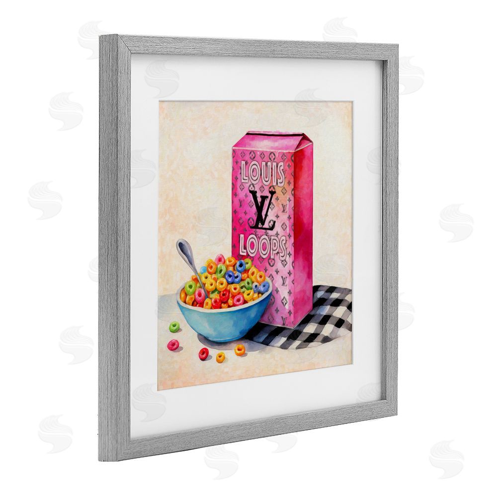 Grotto Studios Fashion Loops Cereal Gray Framed Print Under Glass Wall Art