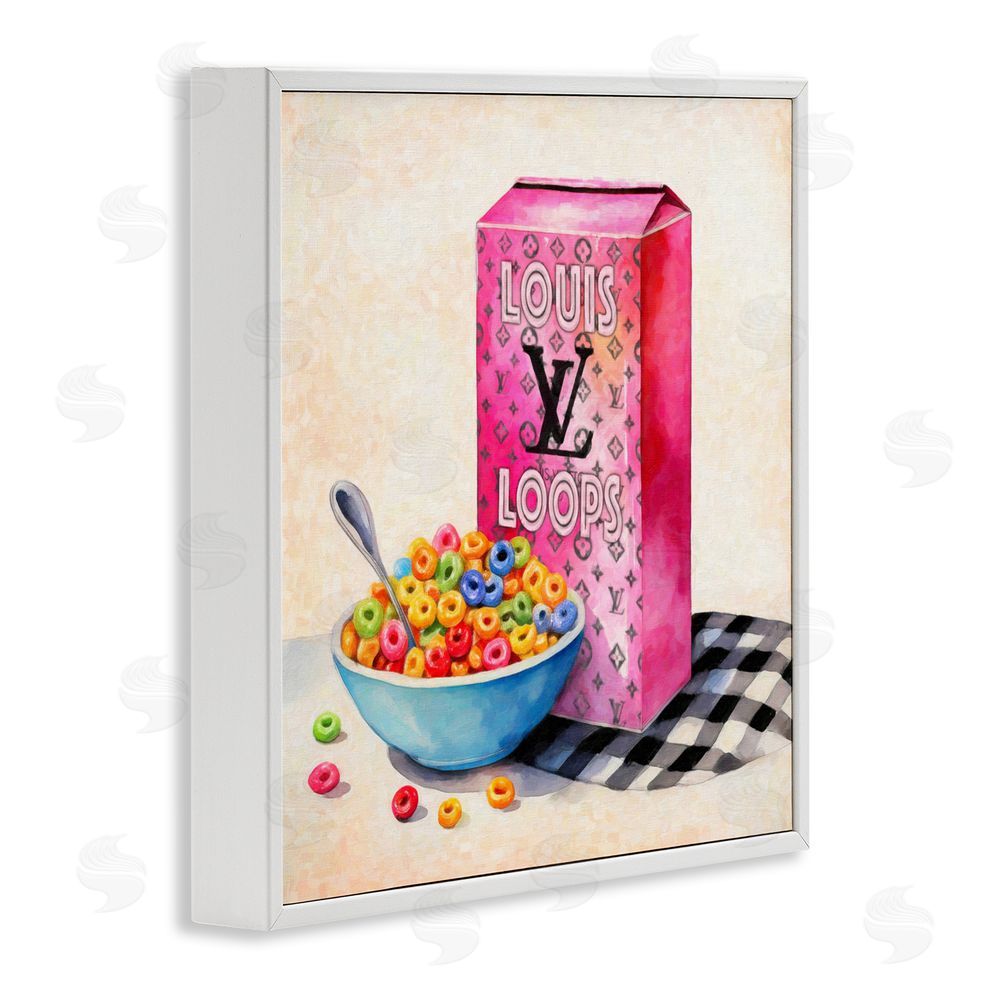 Grotto Studios Fashion Loops Cereal White Framed Giclee Wall Art Print