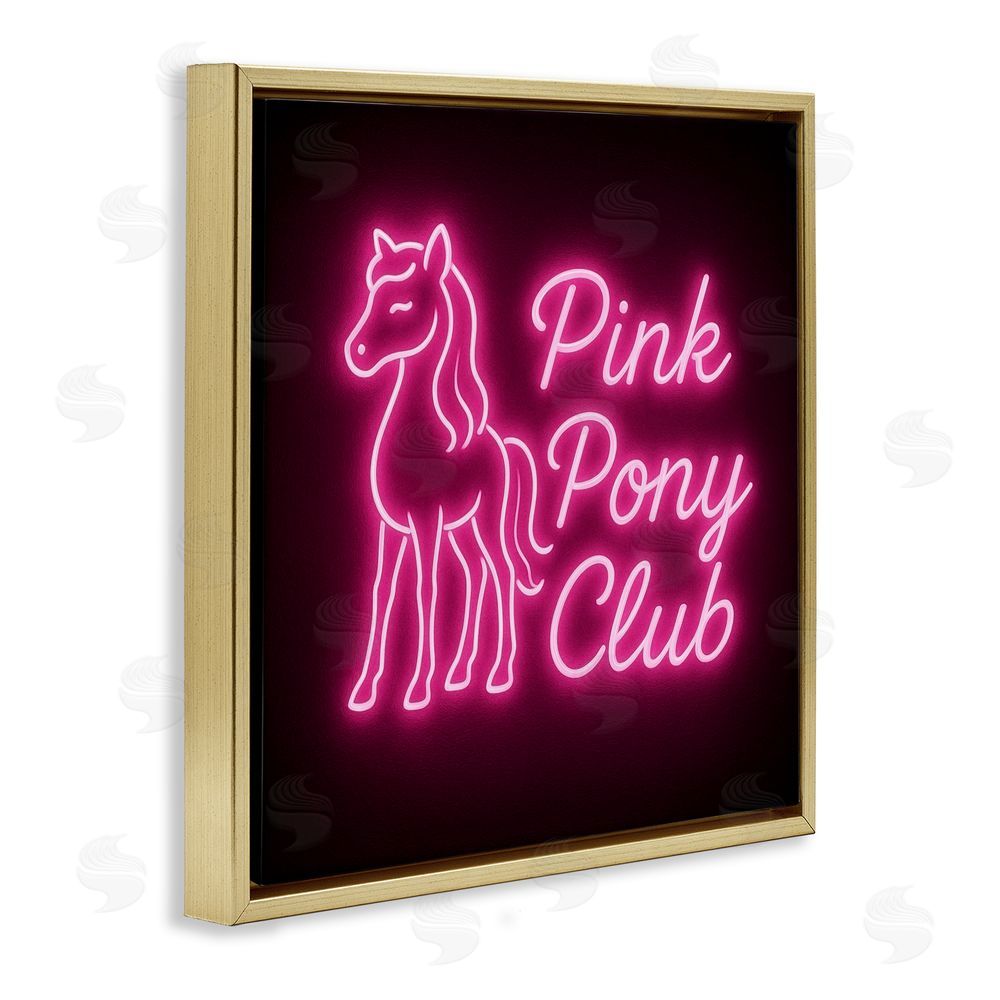 Grotto Studios Pink Pony Club Neon Gold Floating Frame Canvas Wall Art Print