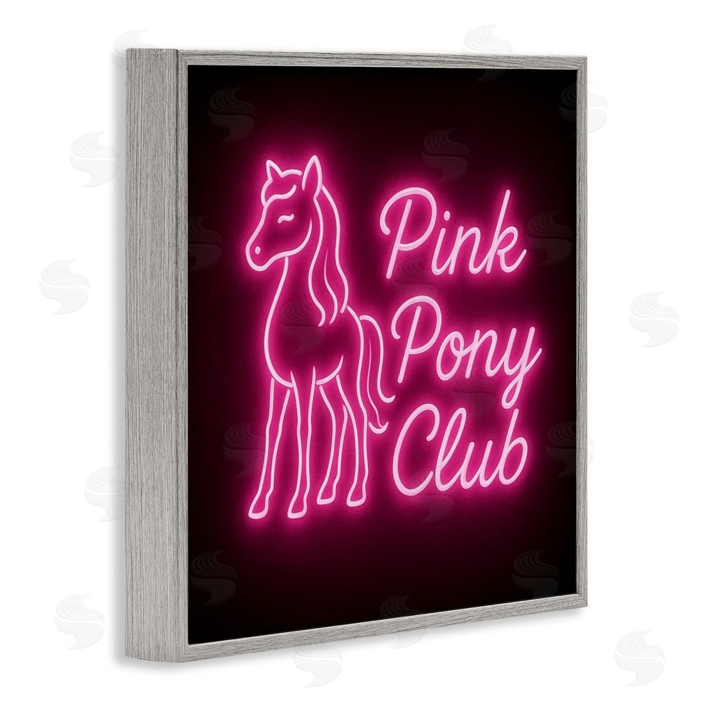 Grotto Studios Pink Pony Club Neon Gray Framed Giclee Wall Art Print