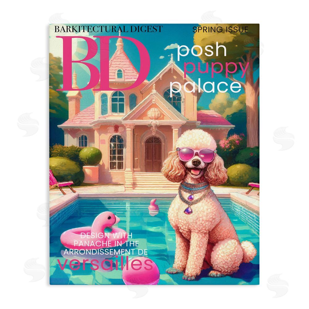 Grotto Studios Poodle Magazine Parody Stretched Canvas Wall Art