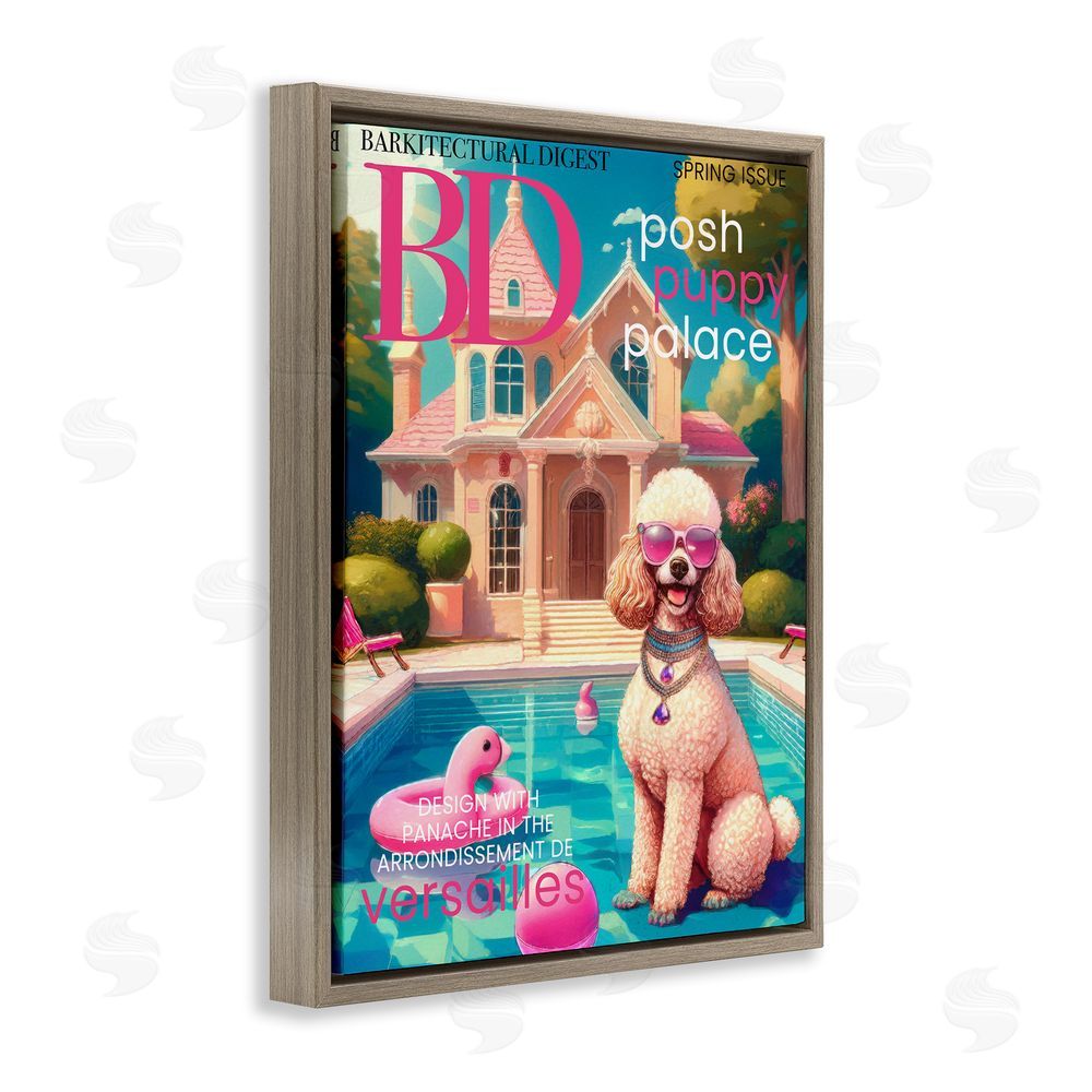 Grotto Studios Poodle Magazine Parody Brown Floating Frame Canvas Wall Art Print