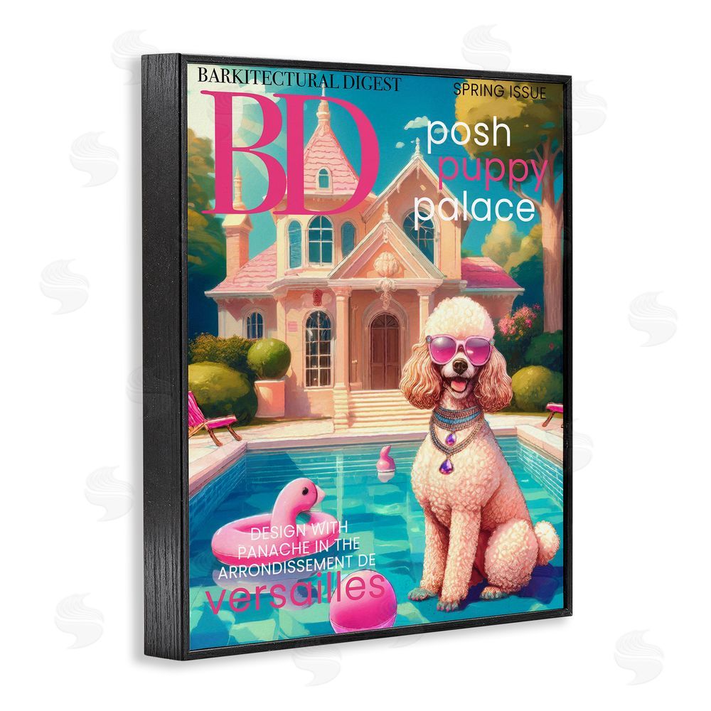 Grotto Studios Poodle Magazine Parody Black Framed Giclee Wall Art Print