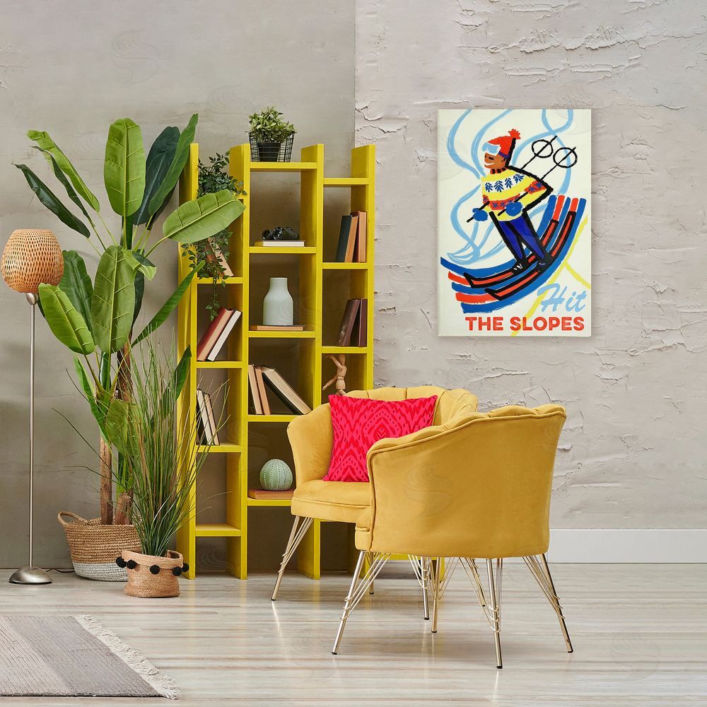 Grotto Studios Vintage Hit The Slopes Stretched Canvas Wall Art in Room
