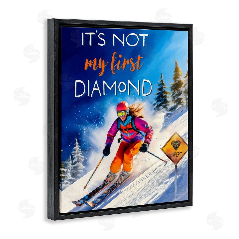Grotto Studios Not My First Diamond Black Floating Frame Canvas Wall Art Print