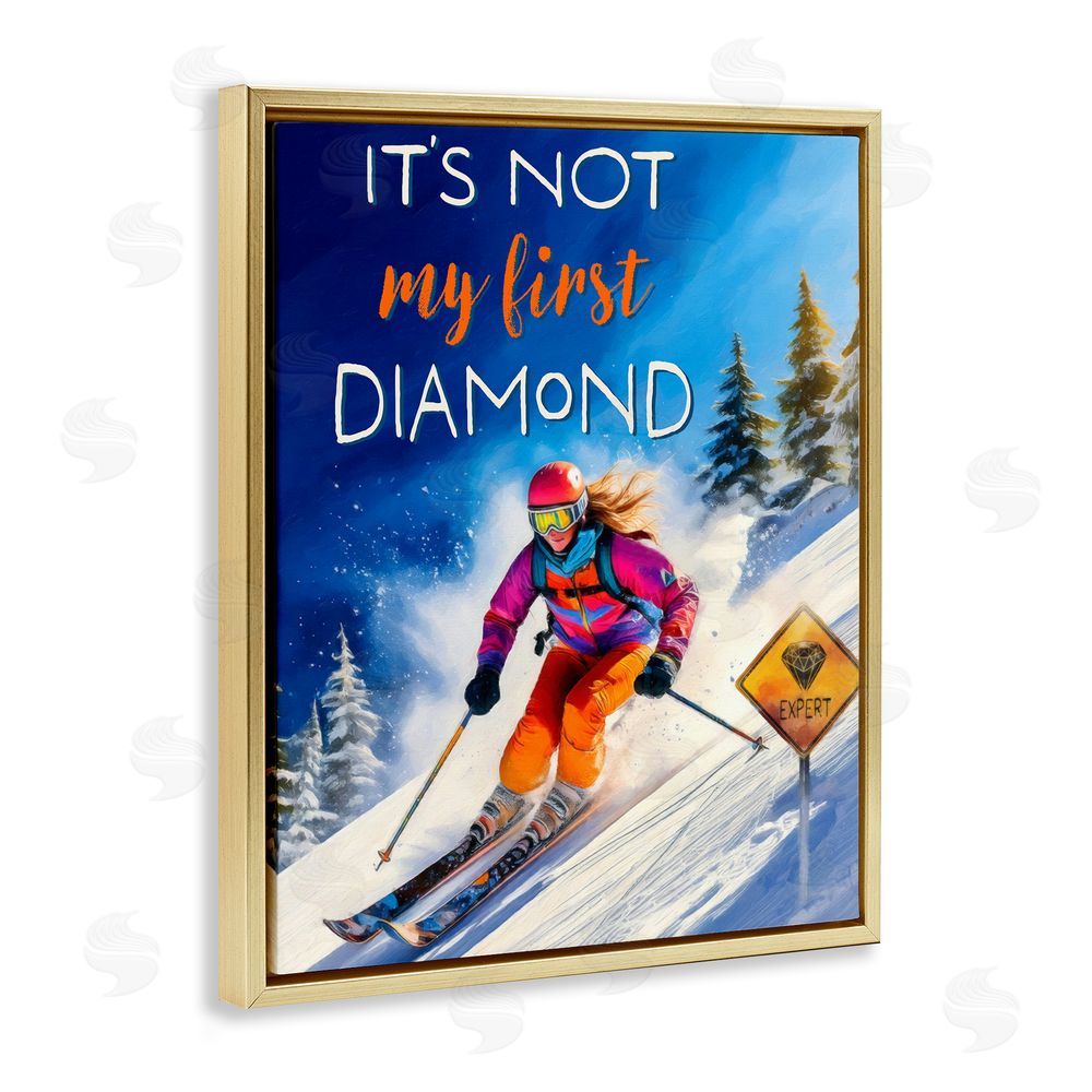 Grotto Studios Not My First Diamond Gold Floating Frame Canvas Wall Art Print
