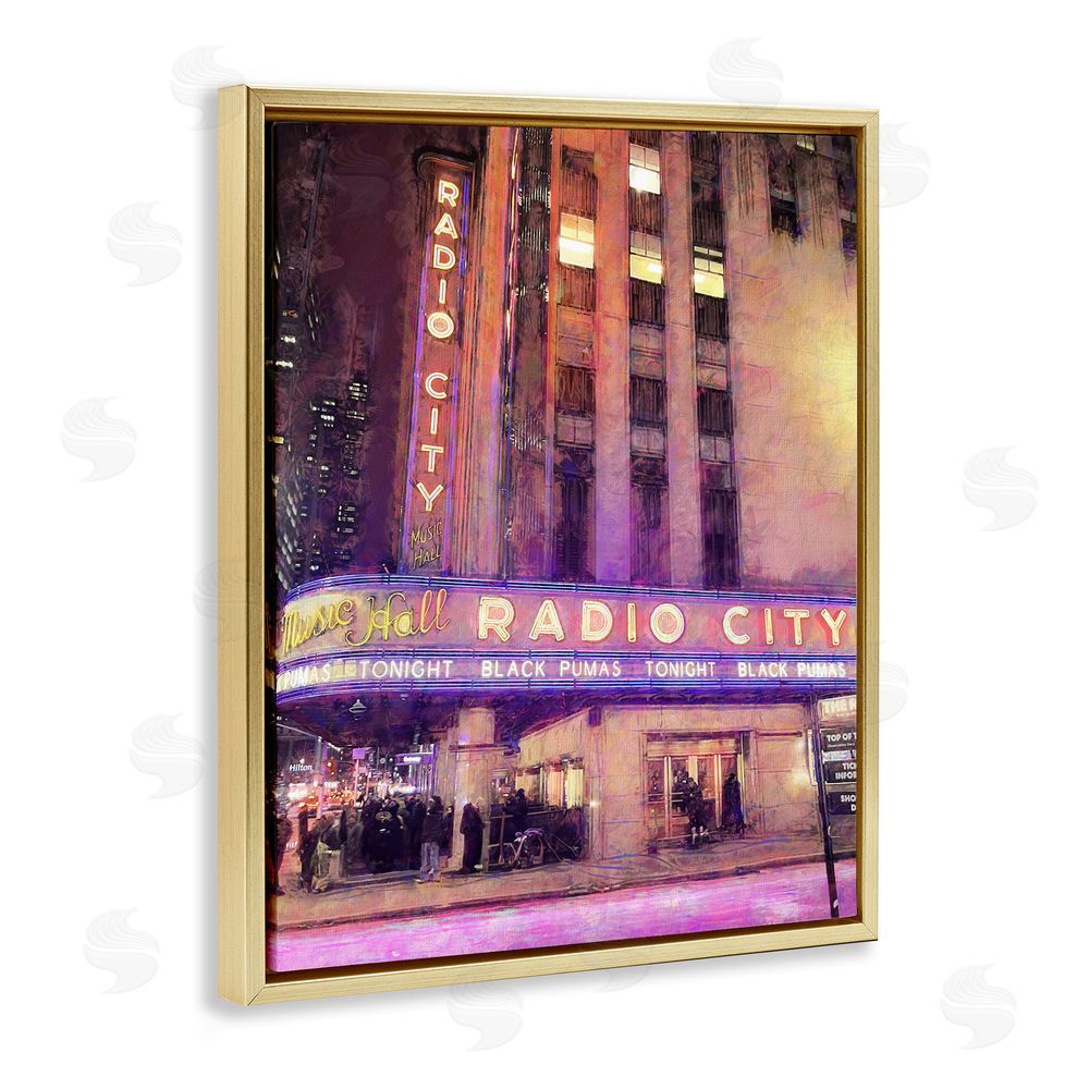 Grotto Studios Radio City Music Hall Gold Floating Frame Canvas Wall Art Print