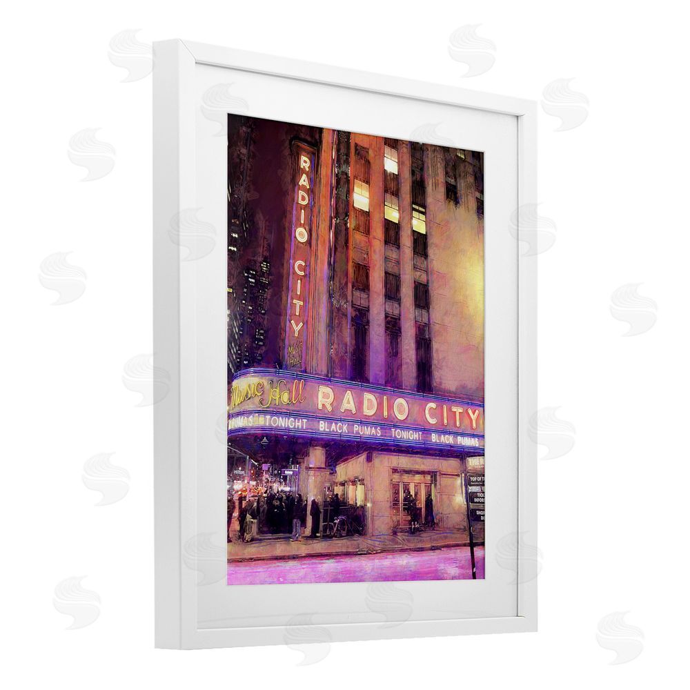 Grotto Studios Radio City Music Hall White Framed Print Under Glass Wall Art
