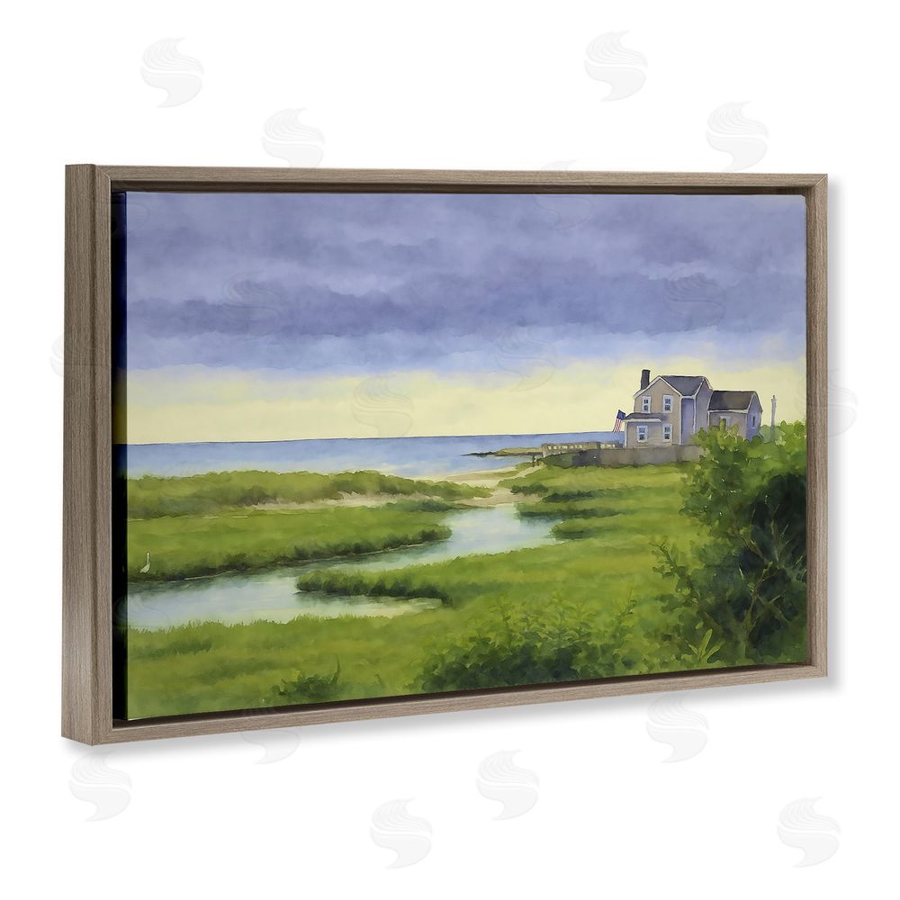 Grotto Studios Marshside Serenity on Cape Brown Floating Frame Canvas Wall Art Print