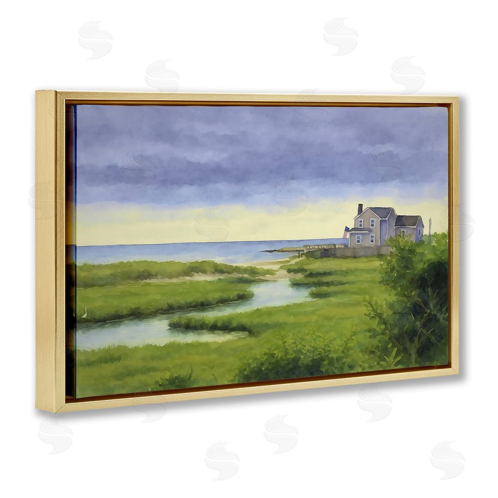 Grotto Studios Marshside Serenity on Cape Gold Floating Frame Canvas Wall Art Print