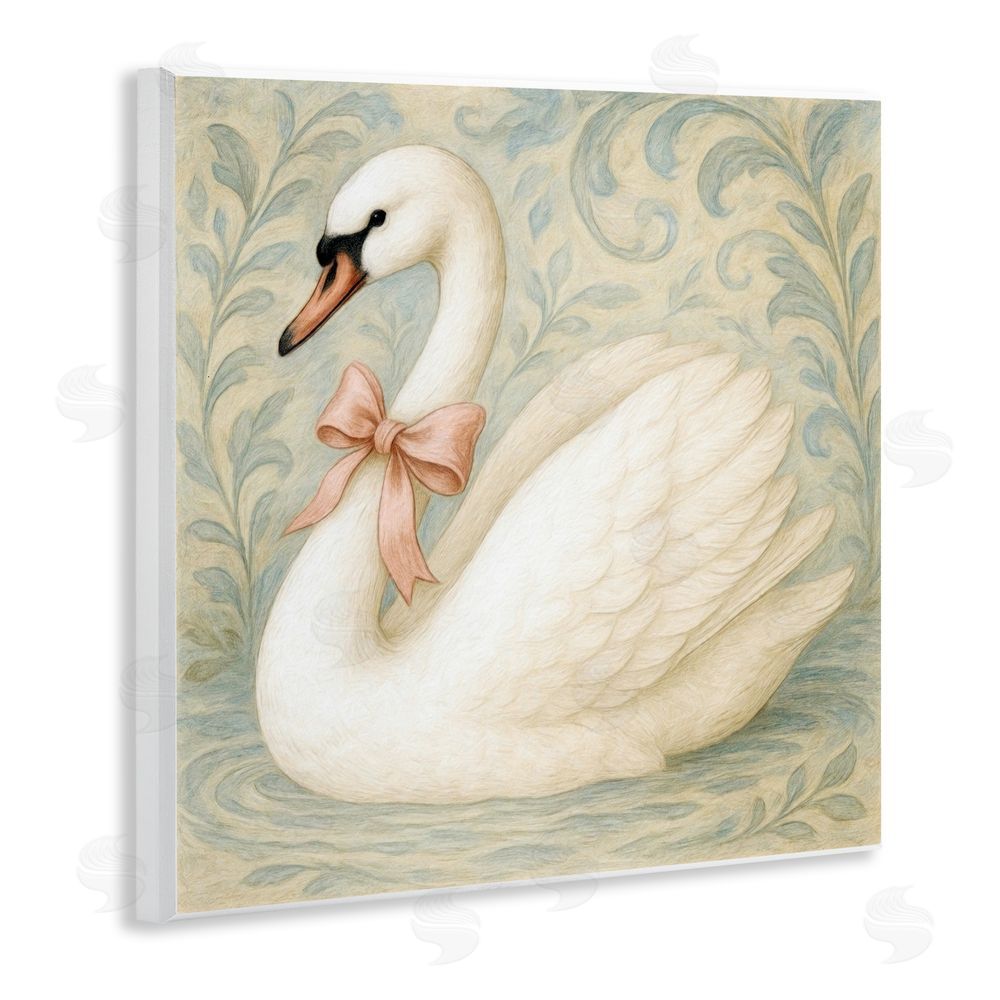 Grotto Studios Vintage Leaves Swan Wall Plaque Art Print